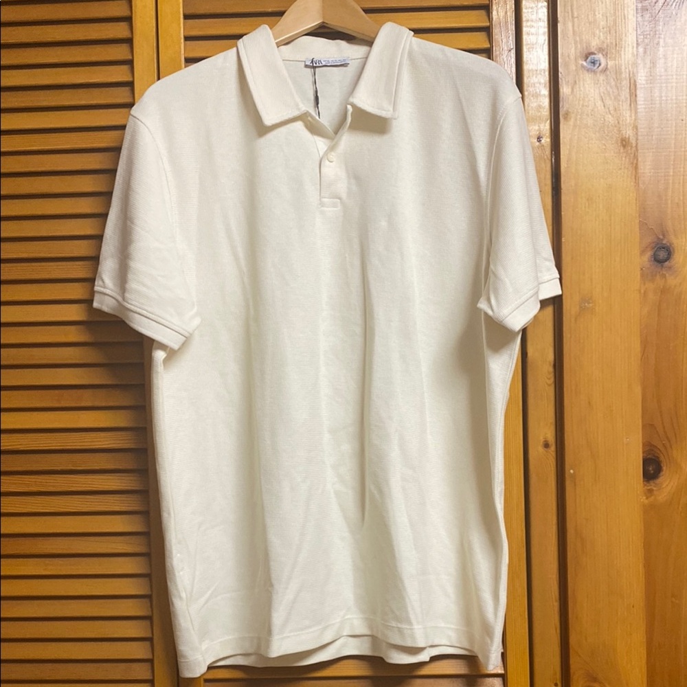 Zara Cream Polo Shirt length 30”pit to pit24”